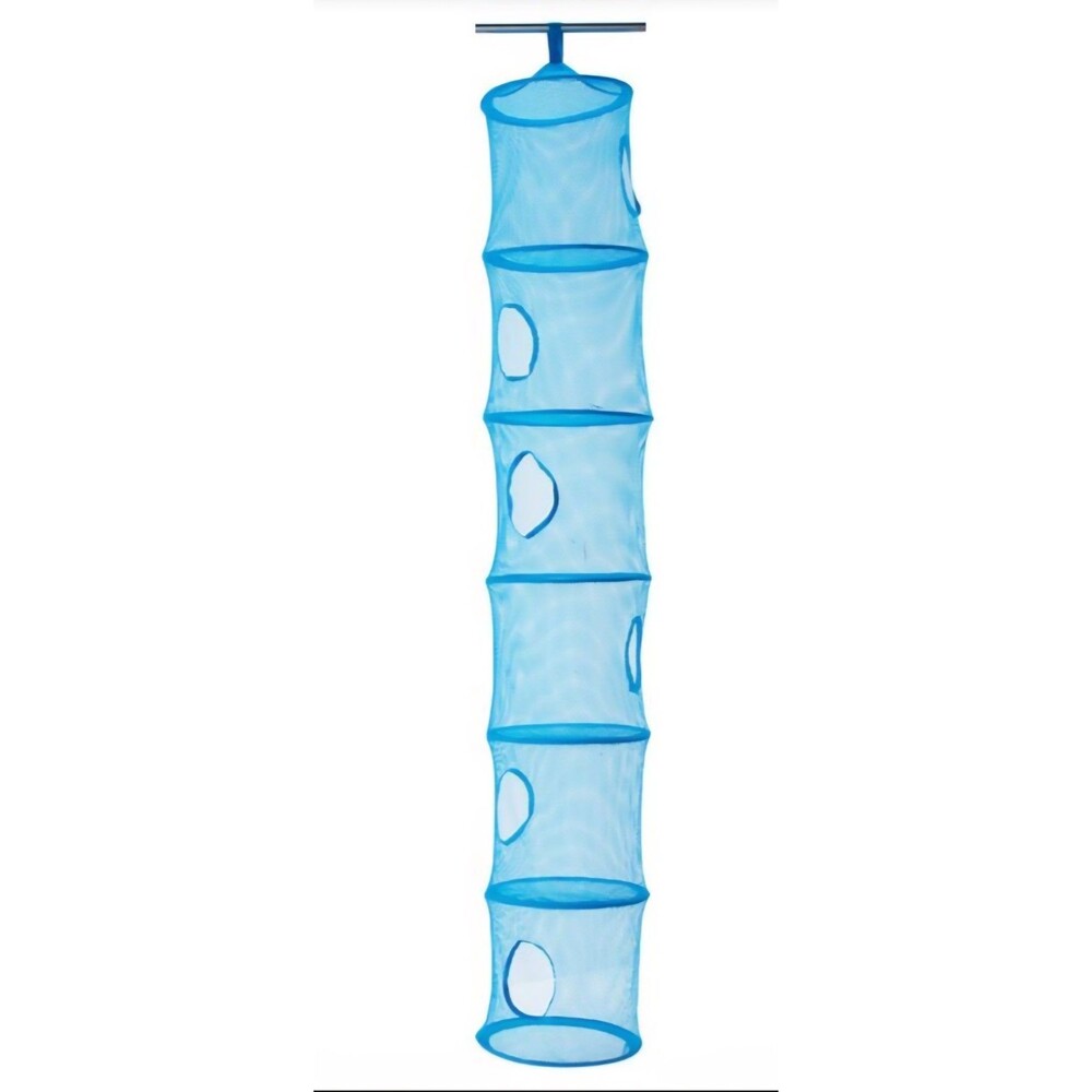 IKEA PS FANGST Blue 6 compartment hanging net/mesh toy storage organizer